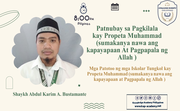 Mga Patotoo ng mga Iskolar Tungkol kay Propeta Muhammad (sumakanya nawa ang kapayapaan at Pagpapala ng Allah )